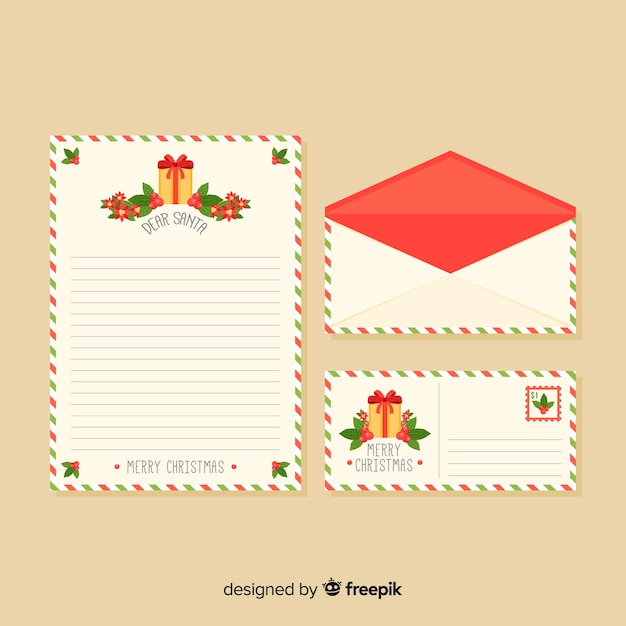 Бесплатное векторное изображение Новогоднее письмо с конвертом с колокольчиками