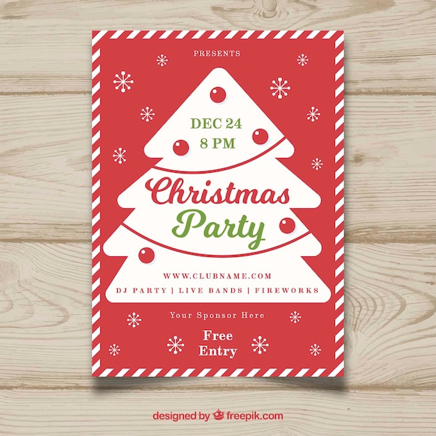 Christmas party poster with a christmas tree