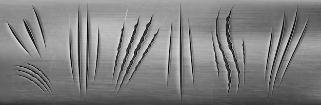 Free vector claw marks on metal wall monster talon scratches