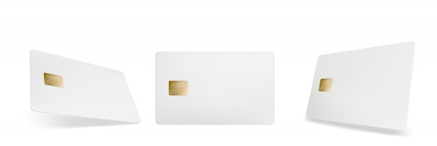Free vector credit card mockup, isolated blank template with chip