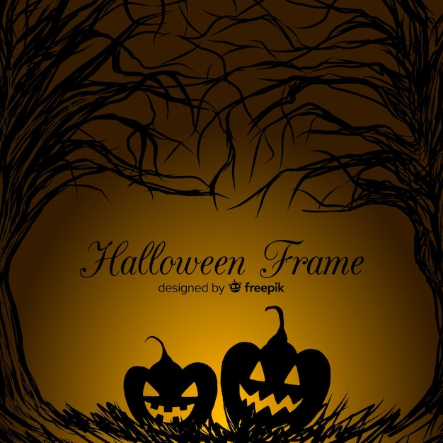 Бесплатное векторное изображение Жуткая рамка хэллоуина с винтажным стилем