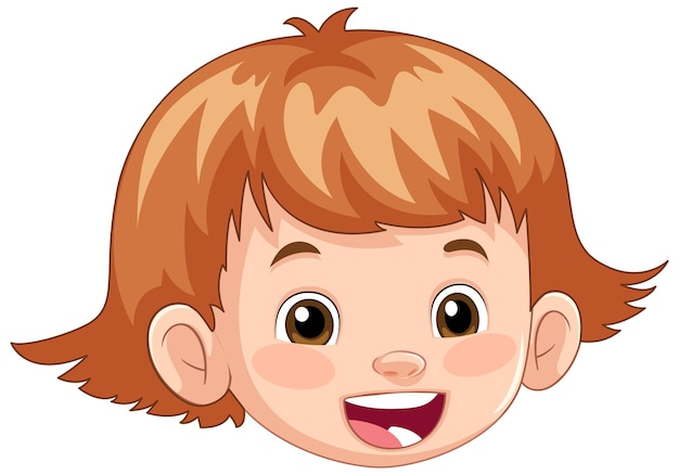 Бесплатное векторное изображение Симпатичная голова девушки с короткими волосами, мультфильм