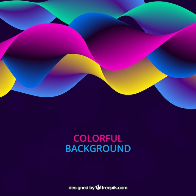 Бесплатное векторное изображение Абстрактный фон с красочными волнами