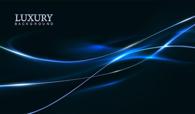 Free vector abstract blue wavy background neon light futuristic banner