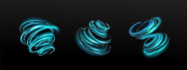 Free vector abstract blue swirls png set on transparent