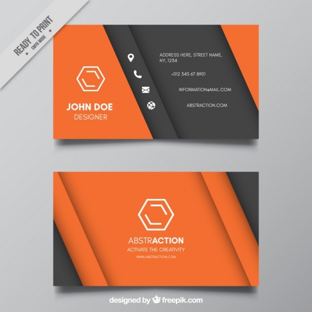 Free vector abstract gray and orange business card