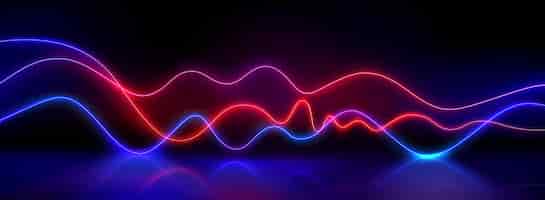 Free vector abstract neon wave lines on black background