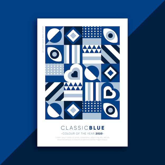 Free vector abstract poster with blue different shapes