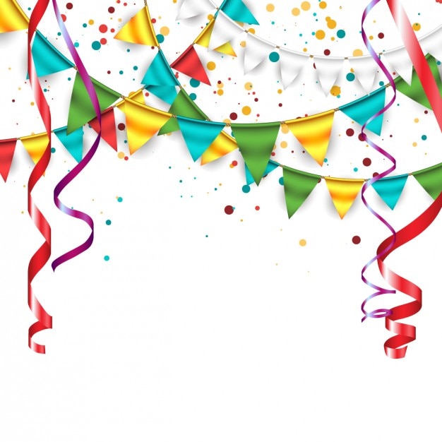 Бесплатное векторное изображение Фон с конфетти, гирлянды и овсянка