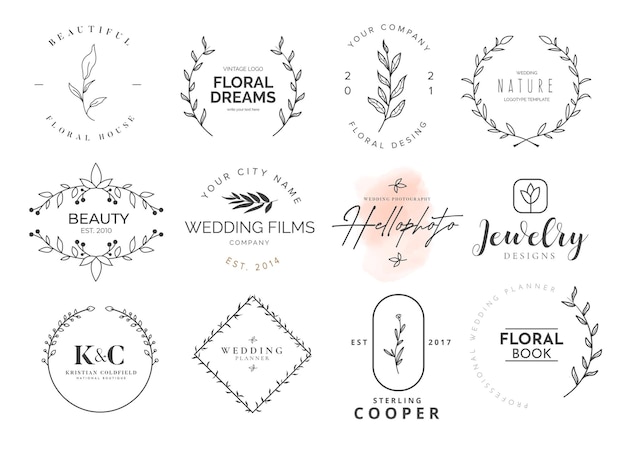 Beauty Logotype Collection with Floral Ornaments