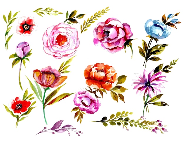 Бесплатное векторное изображение Красивый акварельный цветочный дизайн