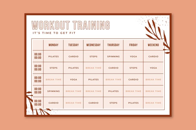 Beautiful workout plan calendar