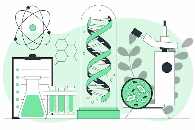Бесплатное векторное изображение Иллюстрация концепции биотехнологии