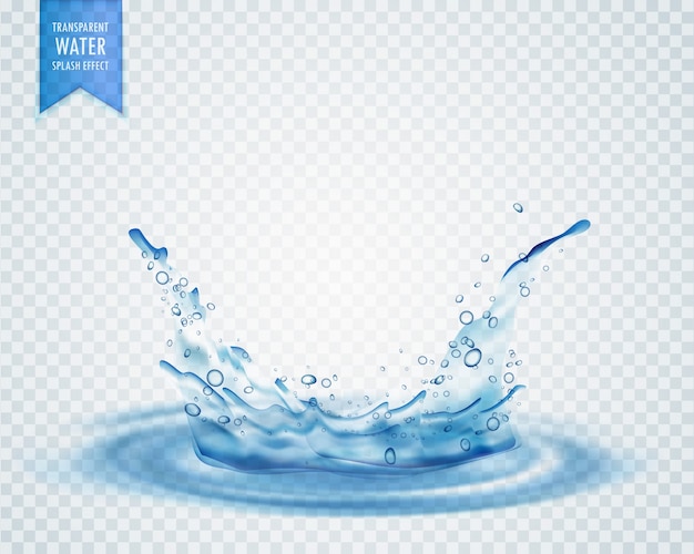 Бесплатное векторное изображение Синий брызг воды с рябью, изолированных на прозрачном фоне