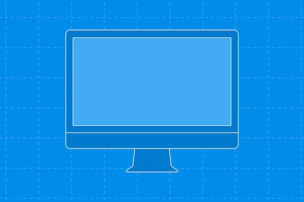 Бесплатное векторное изображение Синий рабочий стол компьютера, пустой экран цифрового устройства векторные иллюстрации