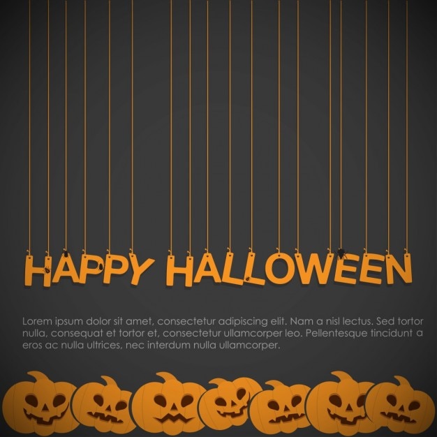 Бесплатное векторное изображение Счастливый хэллоуин висит текст на черном фоне
