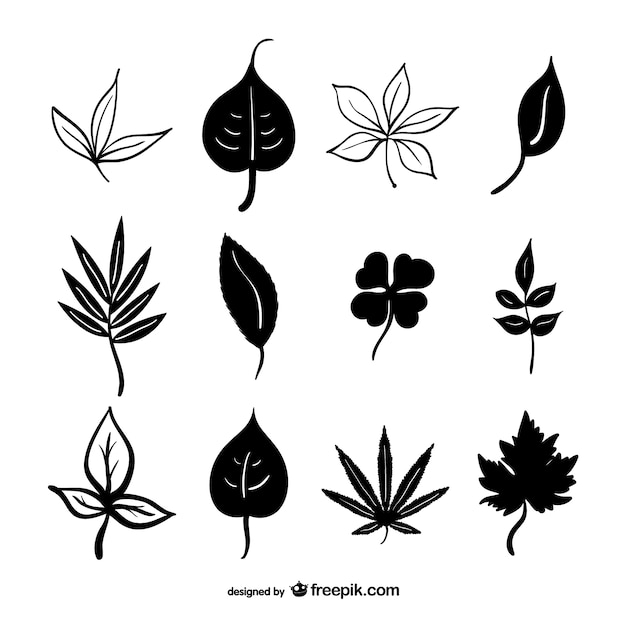 Free vector black leaves silhouettes
