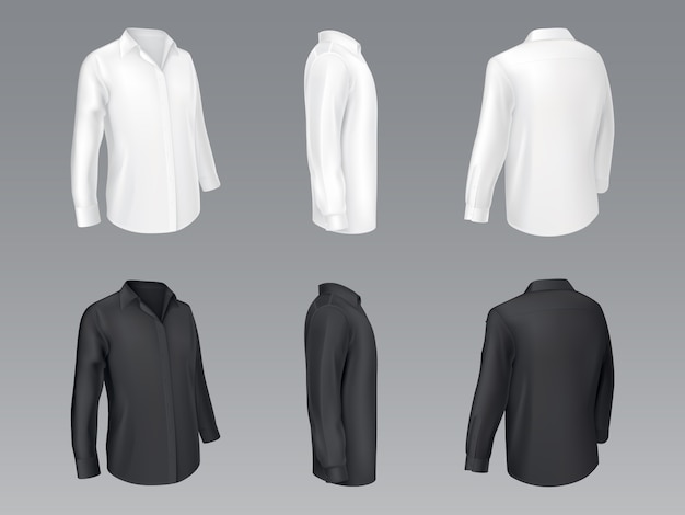 Black and white mens classic shirts, womens blouse