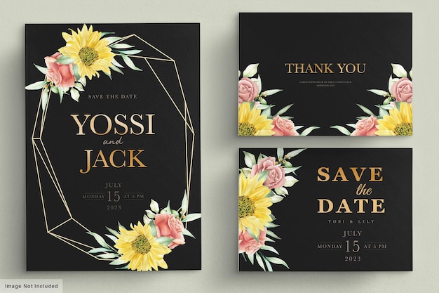 Free vector blooming floral spring invitation card set