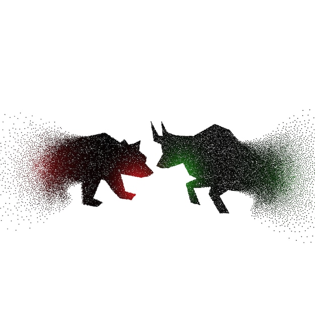 Бесплатное векторное изображение Дизайн концепции быка и медведя с частицами