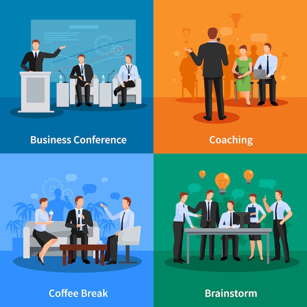 Бесплатное векторное изображение Концепция бизнес-конференции. деловая встреча