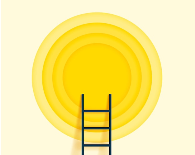 Free vector business and career concept with ladder to goal target background