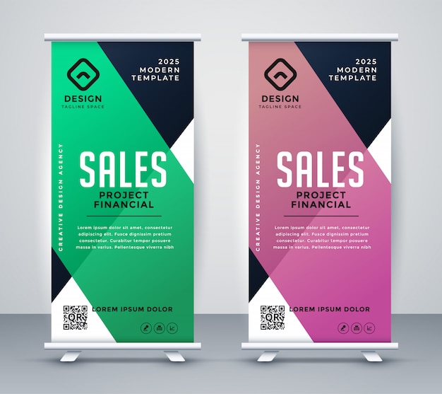 Free vector business roll up banner or standee design template
