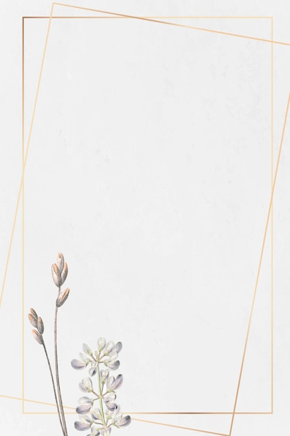 Бесплатное векторное изображение Золотая рамка с полукустарным цветком люпина