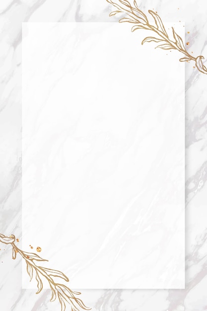 Бесплатное векторное изображение Рамка из золотых листьев на мраморном фоне