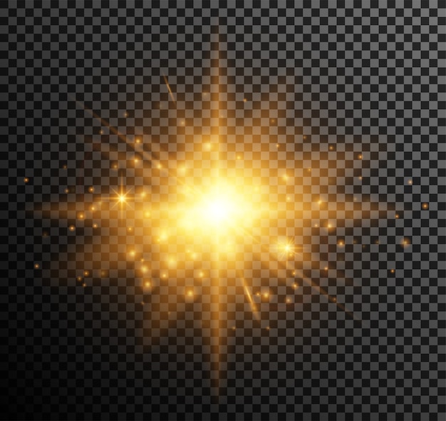Free vector golden light. shining particles, bokeh, sparks, glare with a highlight effec