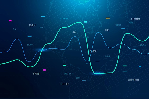 Бесплатное векторное изображение Глобальный бизнес фон с биржевой диаграммой синим тоном