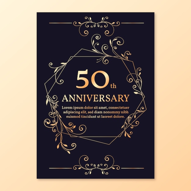 Бесплатное векторное изображение Градиентный шаблон приглашения на 50-летие