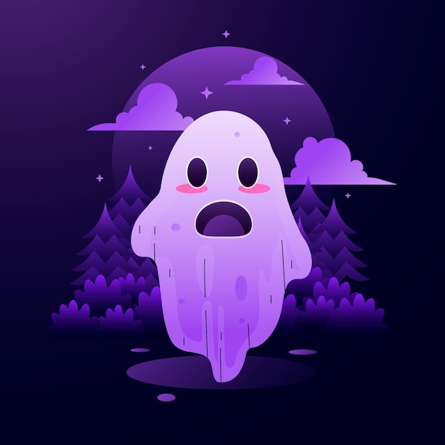 Бесплатное векторное изображение Градиент хэллоуин призрак иллюстрация