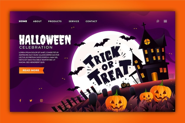 Бесплатное векторное изображение Шаблон целевой страницы градиента хэллоуина