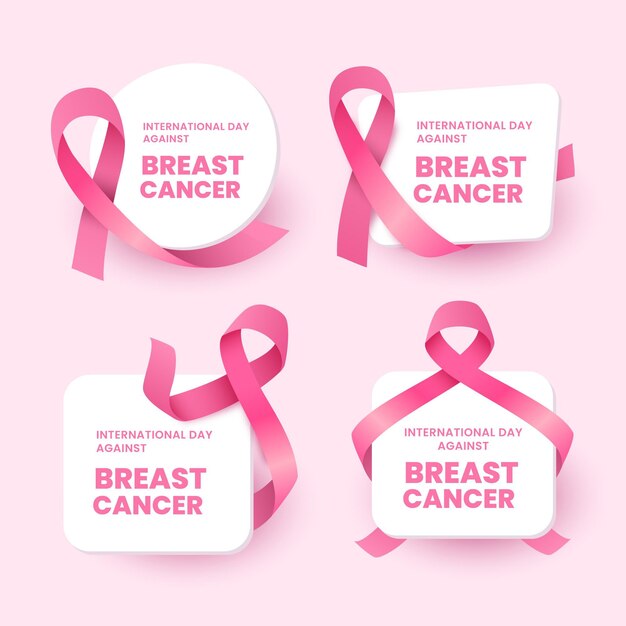 Коллекция наклеек с надписью "градиентный международный день борьбы с раком груди"