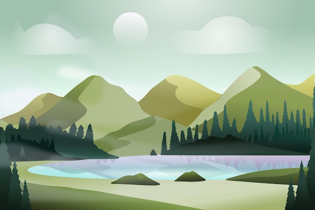 Free vector gradient illustration of lake scenery