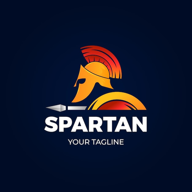 Бесплатное векторное изображение Шаблон логотипа градиентный спартанский шлем