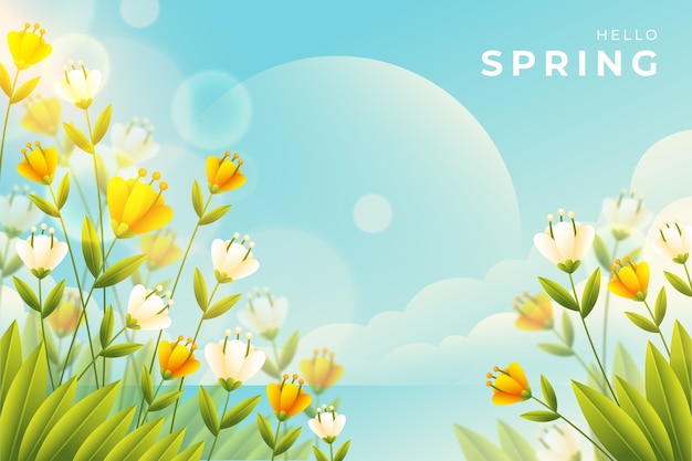 Бесплатное векторное изображение Градиентный весенний цветочный фон