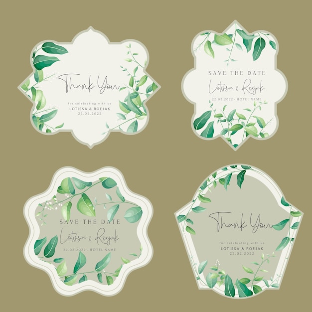 Free vector greenery leaves label collection