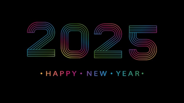 Free vector greeting card design 2025 happy new year vector numbers