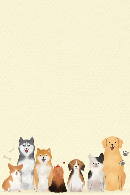 Бесплатное векторное изображение Фон собаки с милой иллюстрацией домашних животных
