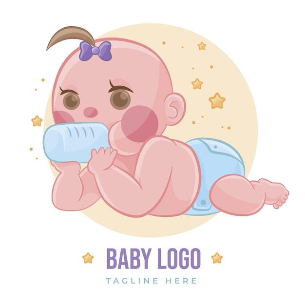 Free vector detailed cute baby logo template