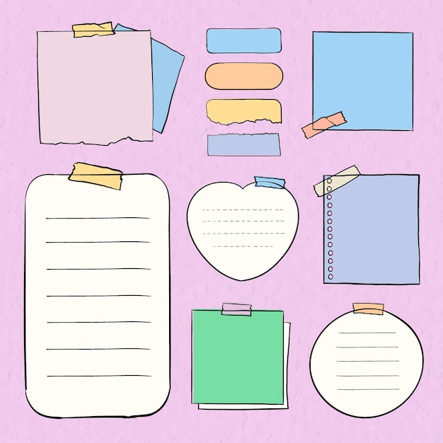 Free vector digital note vector pastel set in hand drawn style