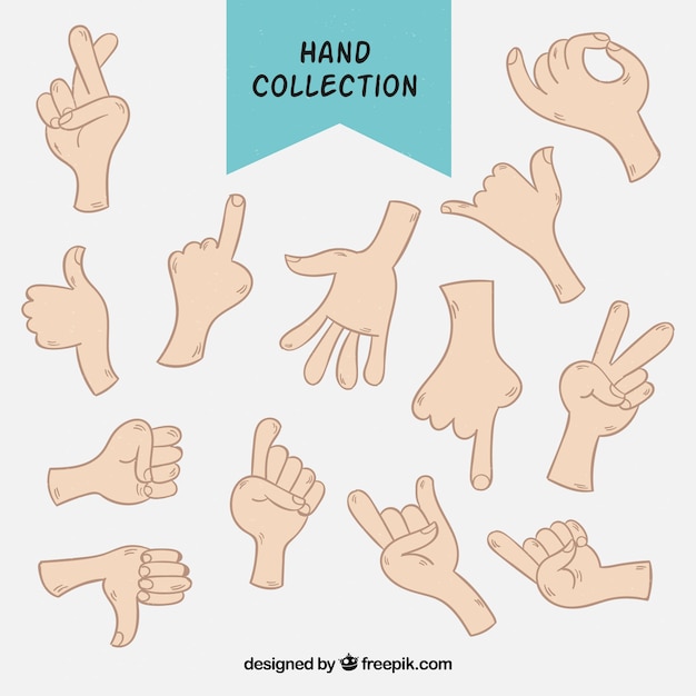 Бесплатное векторное изображение Чертежи набор рук со знаками