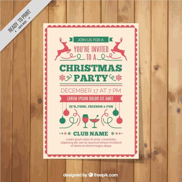 Elegant christmas party flyer in vintage style