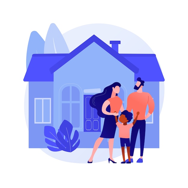 Бесплатное векторное изображение Семейный дом абстрактное понятие векторные иллюстрации. односемейный особняк, семейный дом, одноквартирный дом, таунхаус, особняк, ипотечный кредит, абстрактная метафора первоначального взноса.