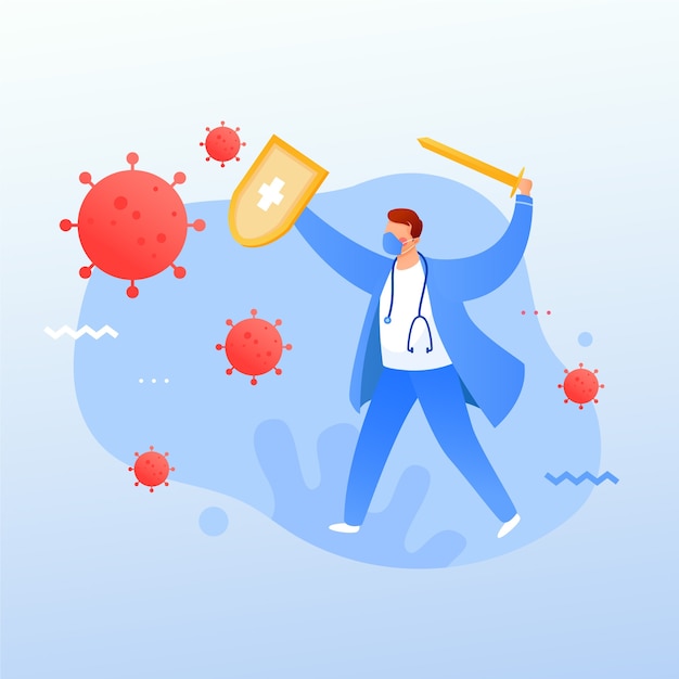 Бесплатное векторное изображение Бороться с вирусом врач-профессиональный врач