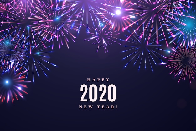 Бесплатное векторное изображение Фейерверк новый год 2020 фон