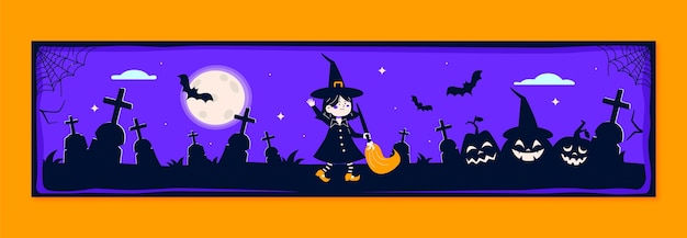 Бесплатное векторное изображение Шаблон плоского баннера для празднования хэллоуина