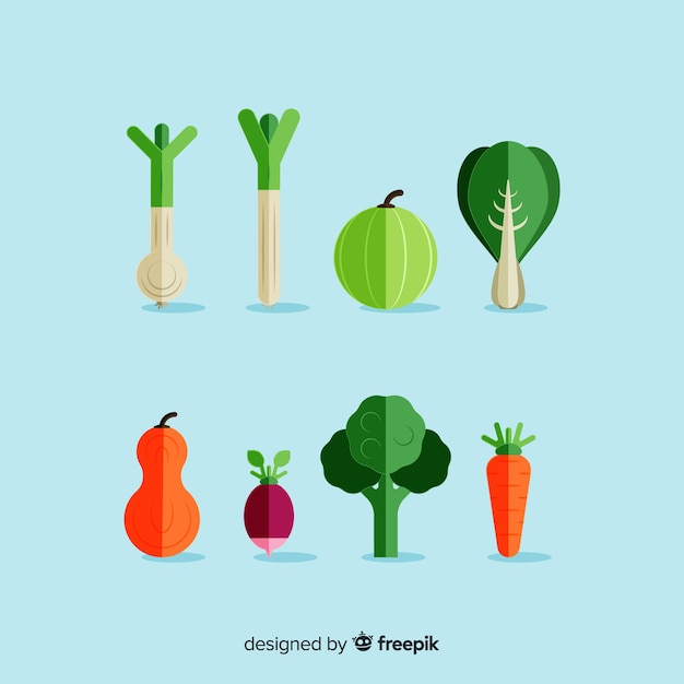 Бесплатное векторное изображение Плоские овощи и фрукты фон